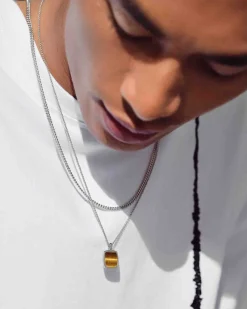Tom Wood Cushion Pendant Necklace Tiger Eye