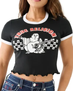 True Religion Buddha Baby Tee Jet Black